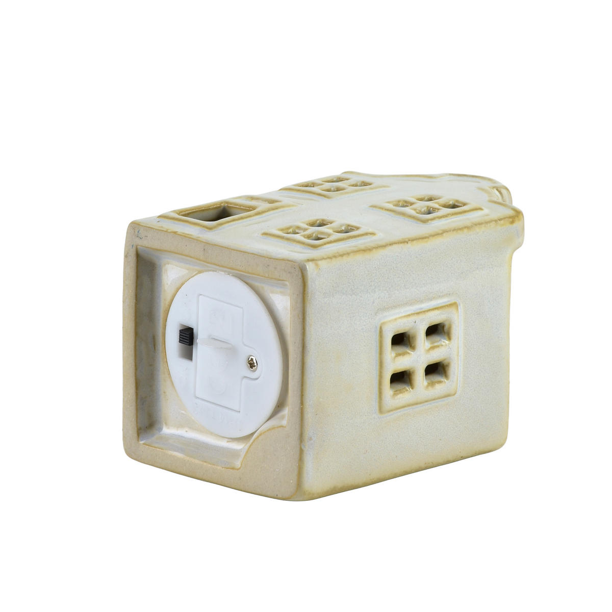 LED-LATERNENHAUS Hytte Weiß 5,7x5,5x8,6 cm Keramik - Weiß, Keramik (5.5/8.6/5.7cm) - Mondex