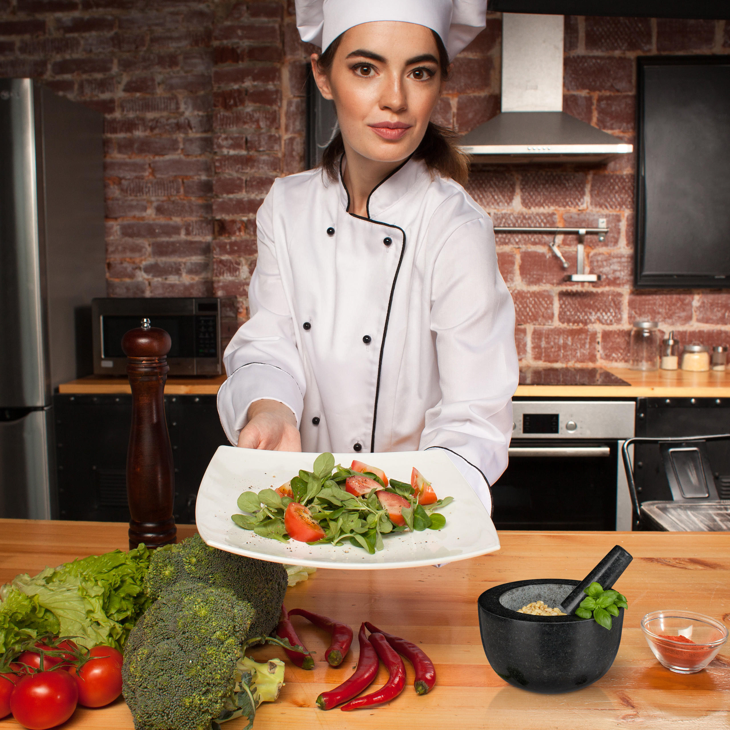 MÖRSER - Schwarz, Stein (20/12/20cm) - Relaxdays