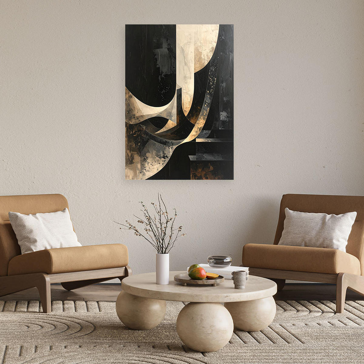 LEINWANDBILD Abstraktion 80x120cm - Schwarz, Textil (80/120cm) - Feeby