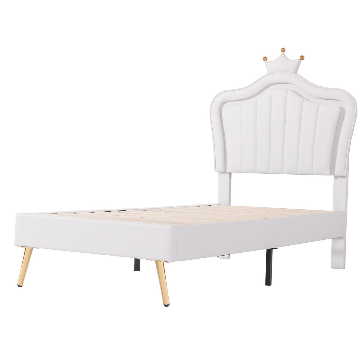 DETSKÁ posteľ 90/200 cm biela s LED osvetlením a nastaviteľným čelom z MDF a umelej kože - biela, textil (90/200cm) - OKWISH