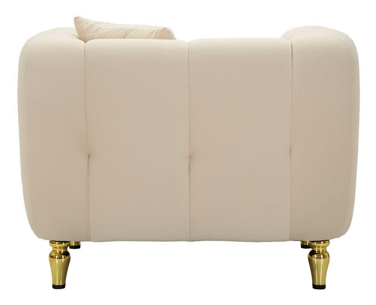SESSEL Alma Cushion, cremefarben und goldfarben, Polyester, Eukalyptusholz, Kiefernholz, Sperrholz und Metall, 81 x 97 x 71 cm - Goldfarben/Creme, Holz/Holzwerkstoff (81/71/97cm) - Mauro Ferretti