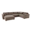 WOHNLANDSCHAFT Schlaffunktion Bettkasten Wellenunterfederung, spiegelverkehrt montierbar U-Form B379/T227/H86 cm, Cord Braun Taupe / 15197 - Taupe/Eichefarben, Holz/Textil (379/86/227cm) - luma-home