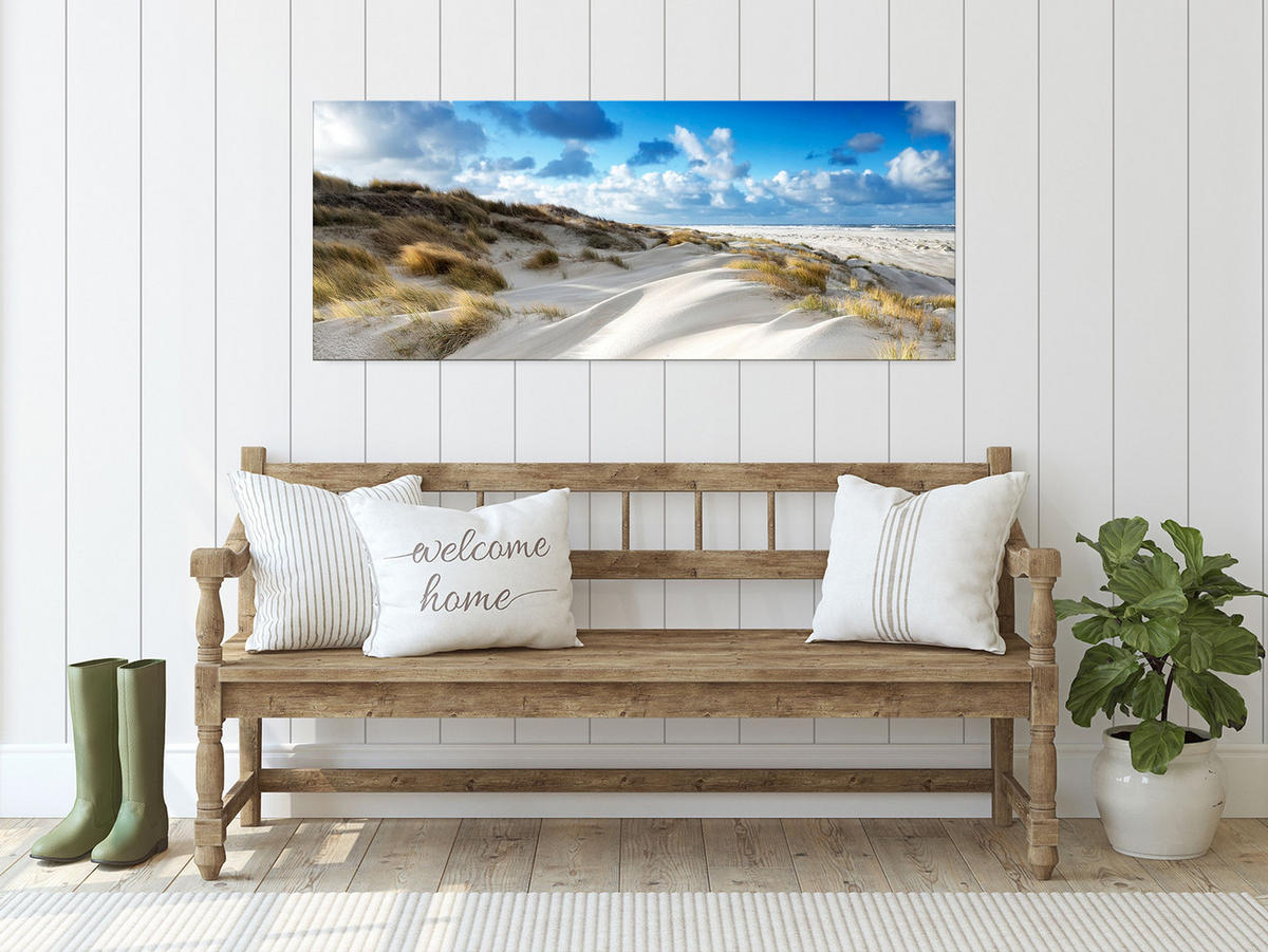 GLASBILD 125x50 cm Strand Dünen beige blau - Beige, Glas (125/50cm) - artissimo