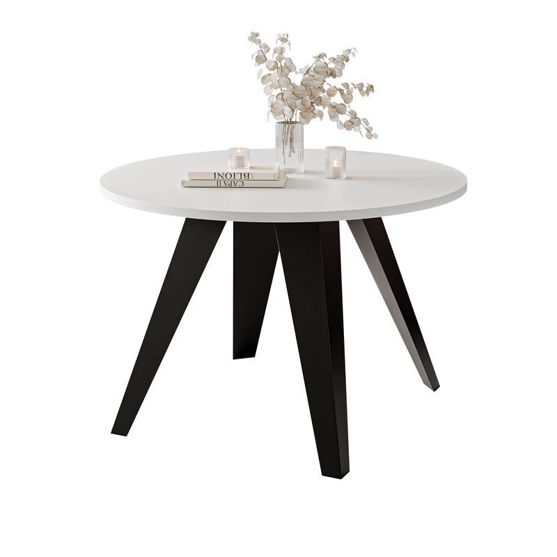 COUCHTISCH FERRO 75/50 cm runden, Schwarz / Arktisweiß - Schwarz/Weiß, Metall (75/75/50cm) - Idohome