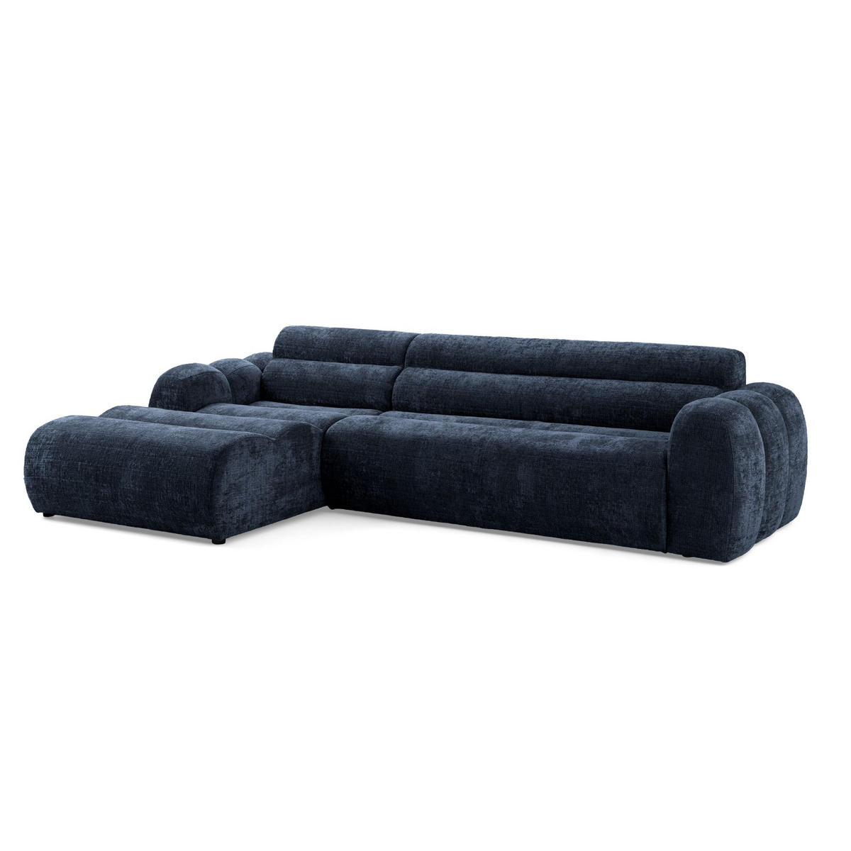 4-SITZER modulares Ecksofa VEER SET 1 Links, 298 x 175 cm, Chenille Webstoff Marine - Schwarz/Dunkelblau, Holz/Kunststoff (298/175cm) - Muffo