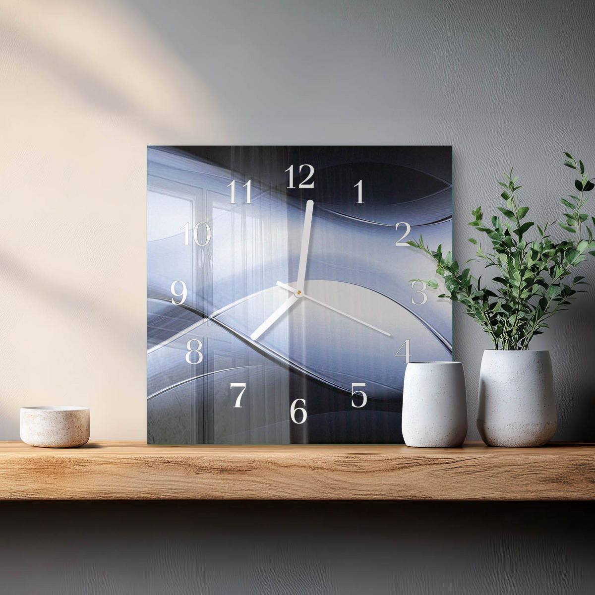 WANDUHR 30x30 cm - Abstraktion - Blau, Glas (30/30/0.4cm) - TULUP