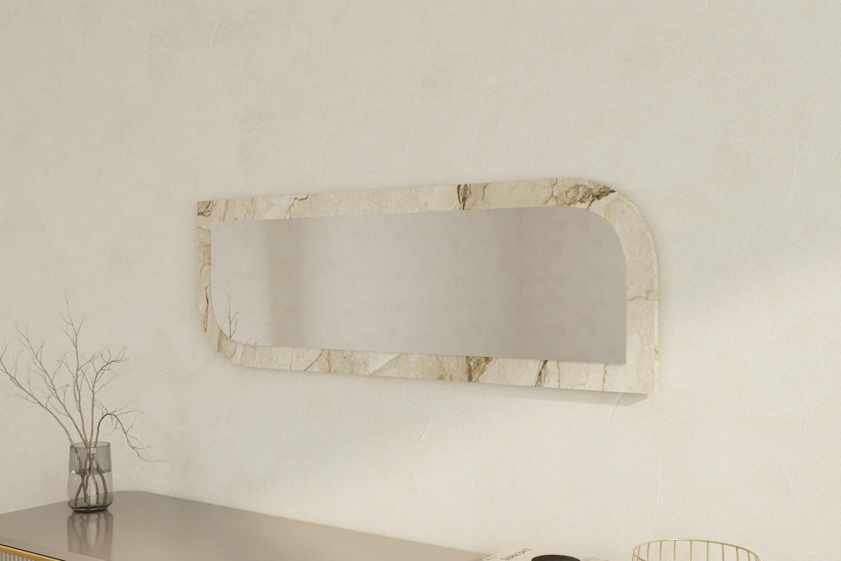 WANDSPIEGEL Radiance Granit Optik 40x120cm - Beige, Glas/Holzwerkstoff (40/120/2cm) - moebel17