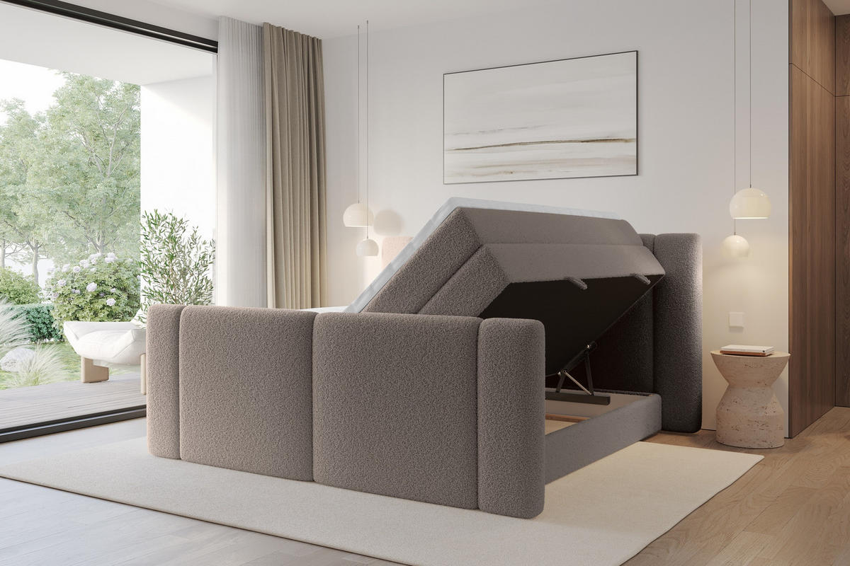 BOXSPRINGBETT mit Matratze H3/H4 - EVON KING Zanozek - 140x200 cm Braun - Braun, Holzwerkstoff (140/200cm) - ALTDECOR