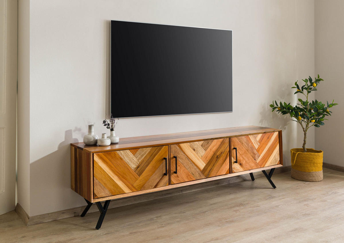 TV-BOARD Altholz 200x40x56 natur lackiert AVIGNON #140 - Naturfarben, Holz (200/56/40cm) - Massivmoebel24