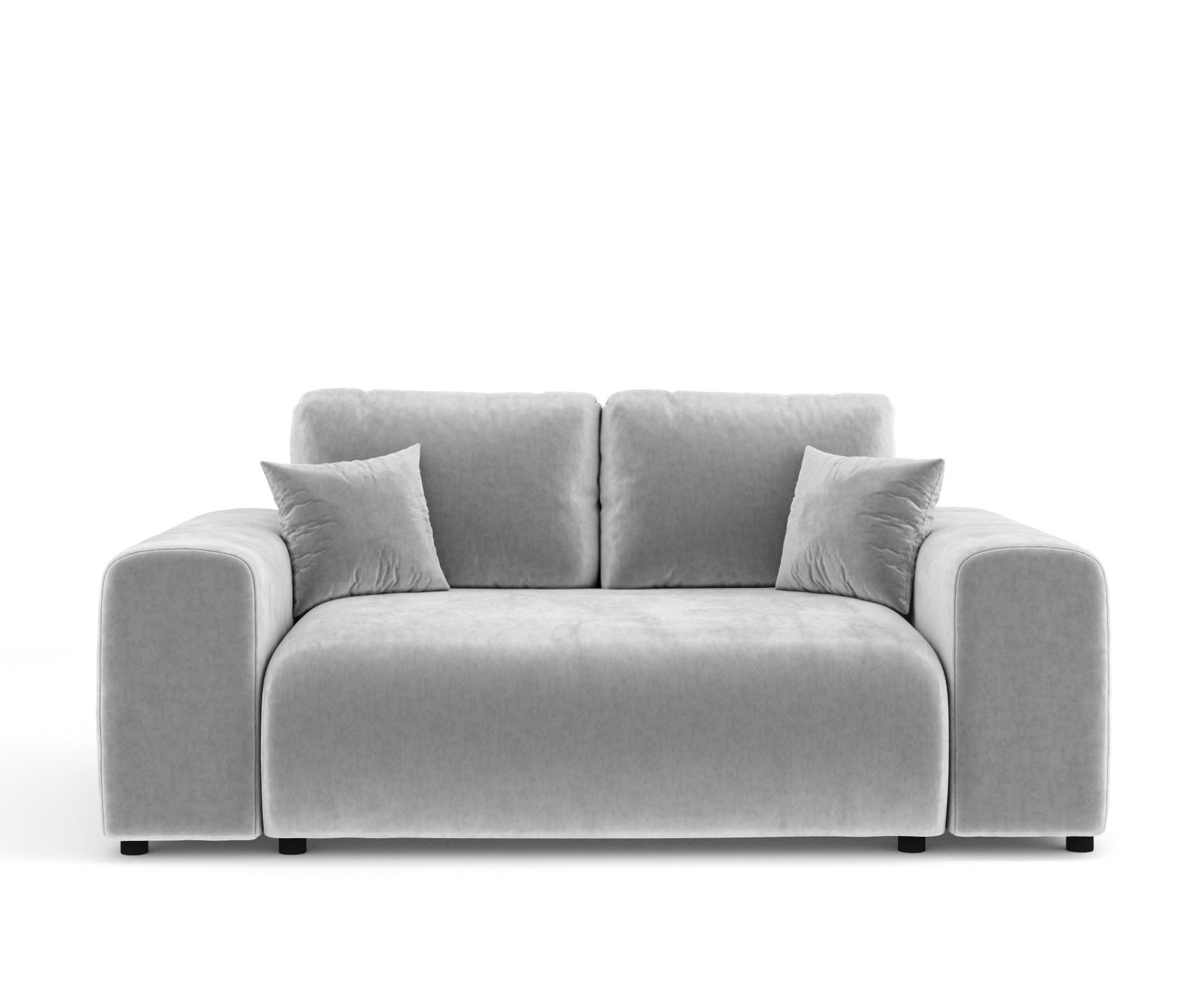 2-SITZER-SOFA Zanzibar Hellgrau Samtstoff - Hellgrau/Schwarz, Holz/Holzwerkstoff (178/79/108cm) - Maison de Reve