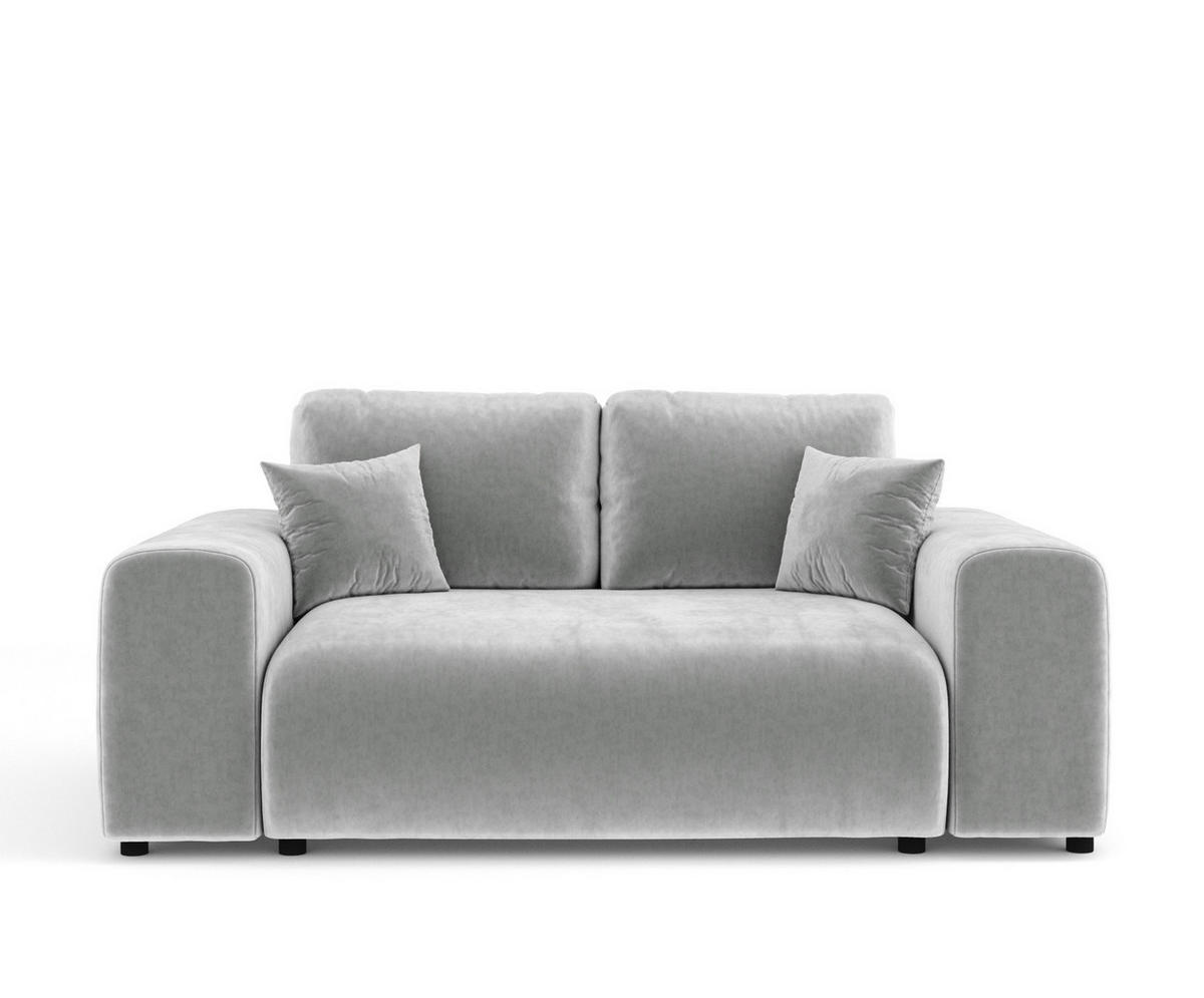 2-SITZER-SOFA Zanzibar Hellgrau Samtstoff - Hellgrau/Schwarz, Holz/Holzwerkstoff (178/79/108cm) - Maison de Reve