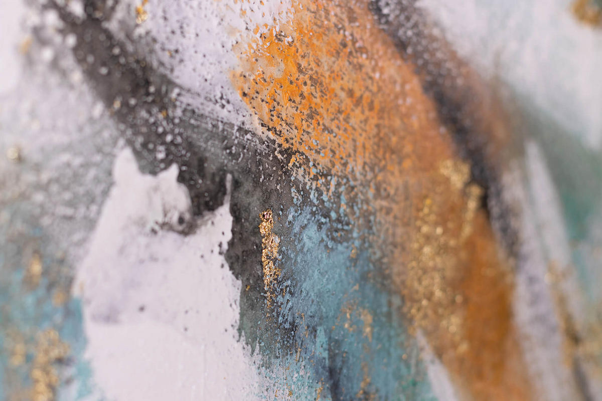 ACRYLBILD HANDGEMALT 120/60 cm - Türkis/Pink, Holz/Textil (120/60cm) - KUNSTLOFT