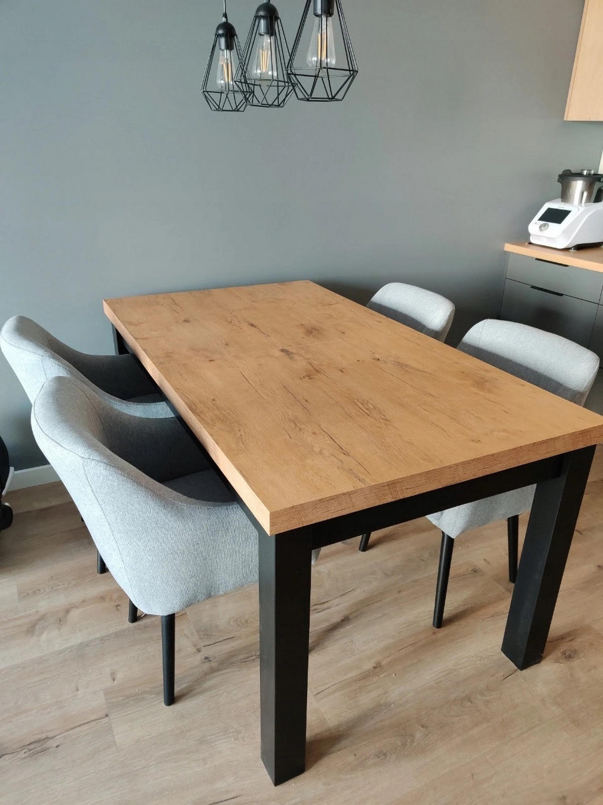 ESSZIMMERTISCH CLASSIC, ausziehbarer Tisch 170-250X90X78 cm, Farbe: LANCELOT, mit Holzbeinen in Farbe Schwarz - Beige/Schwarz, Holzwerkstoff (170/90/78cm) - Alpi-Möbel