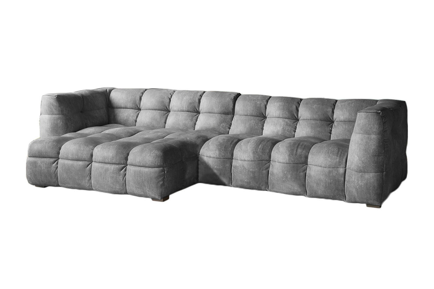 ECKSOFA RIO Hellgrau Velvet - Hellgrau/Schwarz, Textil (319/170cm) - KAWOLA