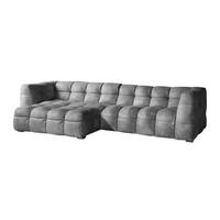 ECKSOFA RIO Hellgrau Velvet - Hellgrau/Schwarz, Textil (319/170cm) - KAWOLA