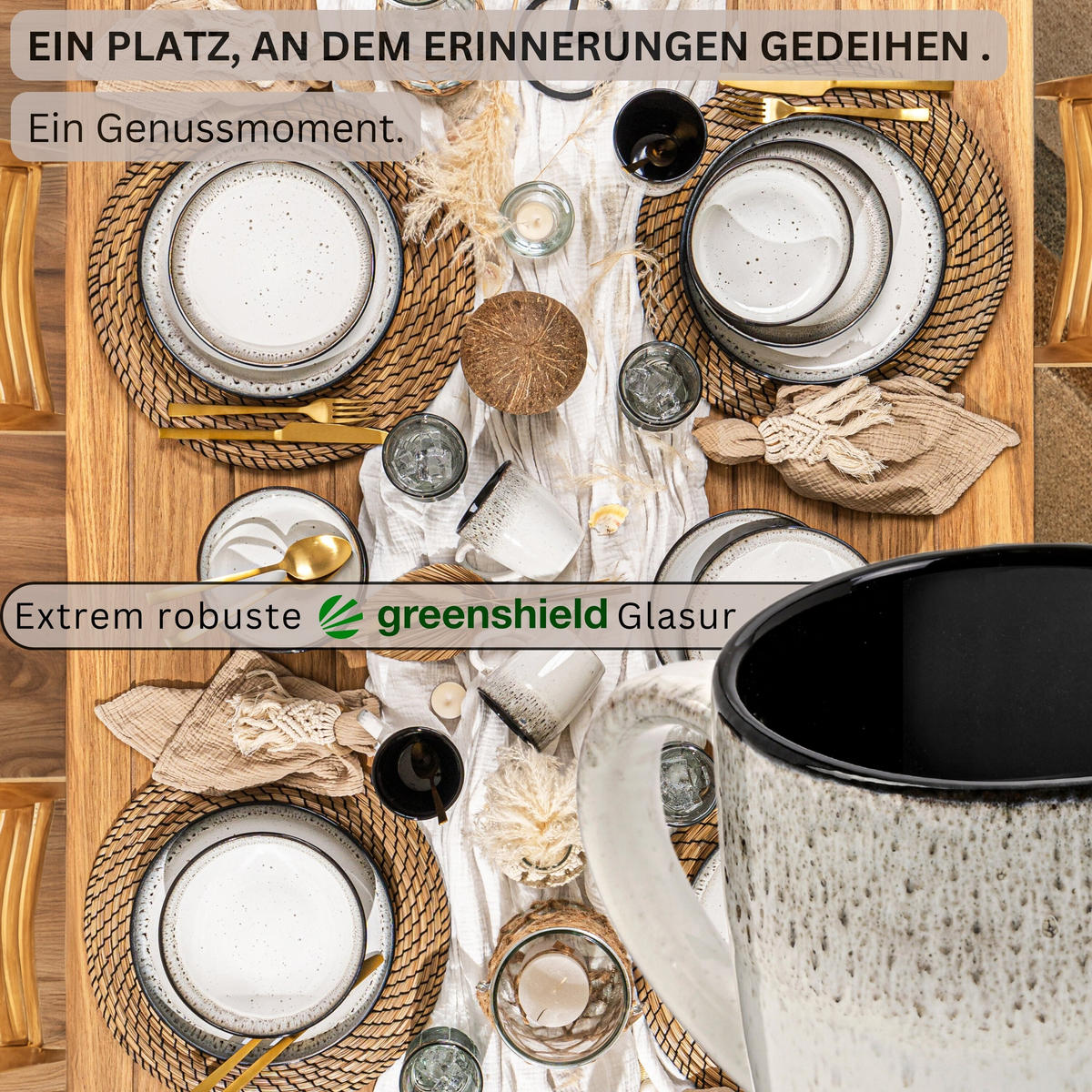 KAFFEEBECHER SET SANSIBAR - 6 teilig aus Steingut - Schwarz, Keramik (0.43L) - Sänger