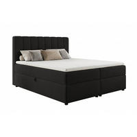 BOXBETT VICTOR 140/200 in Cord Schwarz H4 - Schwarz, Holz/Holzwerkstoff (140/200cm) - Deine Möbel 24