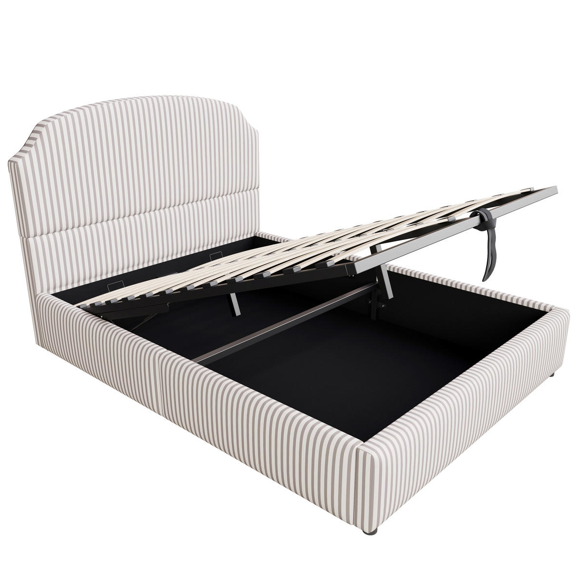 POLSTERBETT 140/200 cm Weiß Anthrazit mit hydraulischem Stauraum und Streifenstoff - Weiß, Textil (140/200cm) - OKWISH