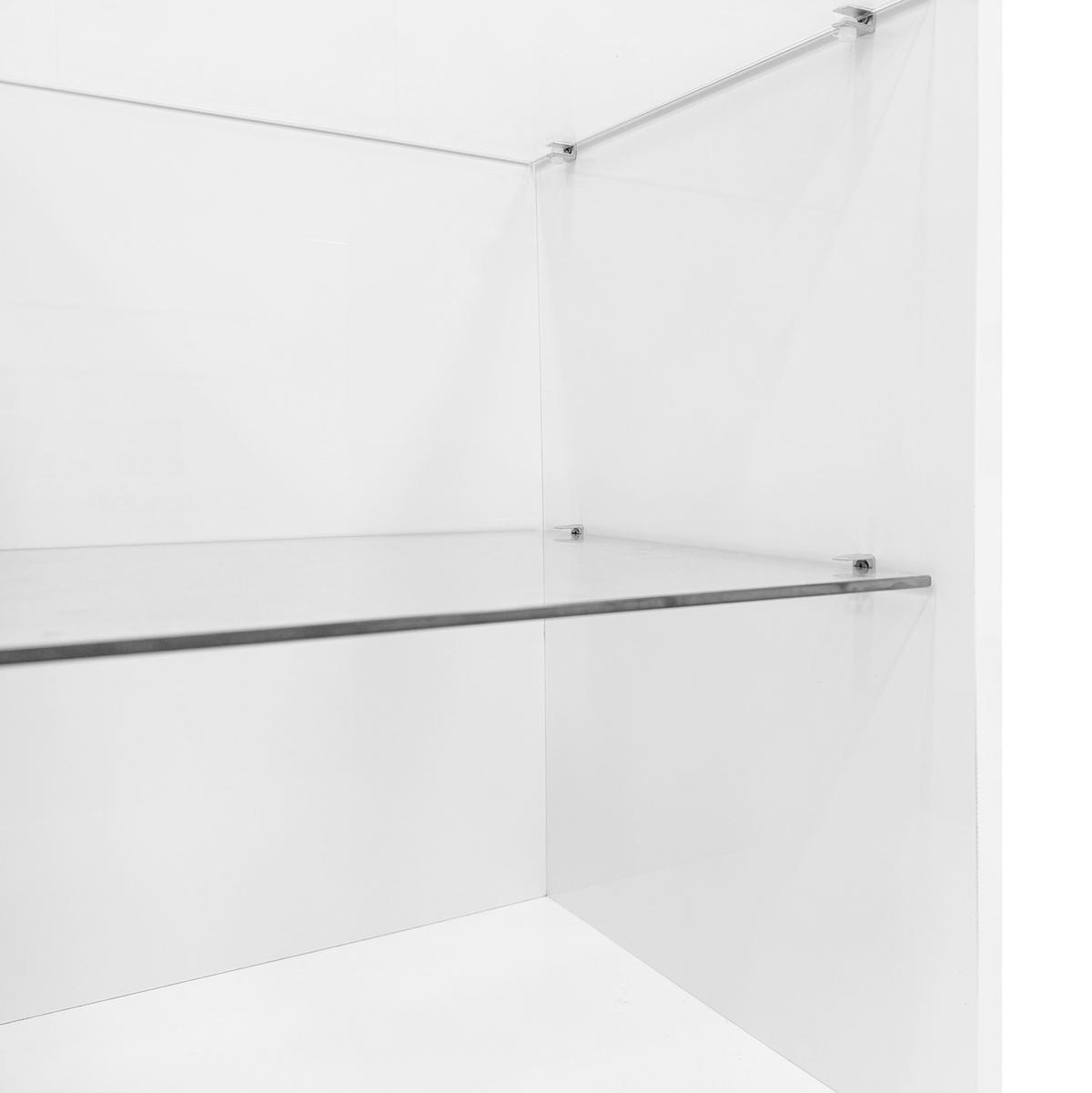 TV-LOWBOARD aus Spanplatte 180x38x48 cm Weiß/Natur mit Glasregalen und Stauraum - Weiß, Holzwerkstoff (180/48/38cm) - IVMEU