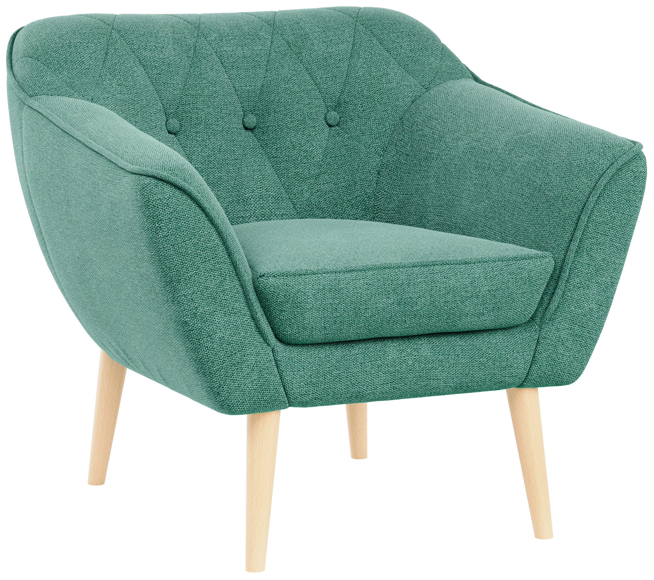 SESSEL Pirs 1 Sitzer Strukture Grün - Braun/Grün, Holz/Textil (80/75/74cm) - MKS