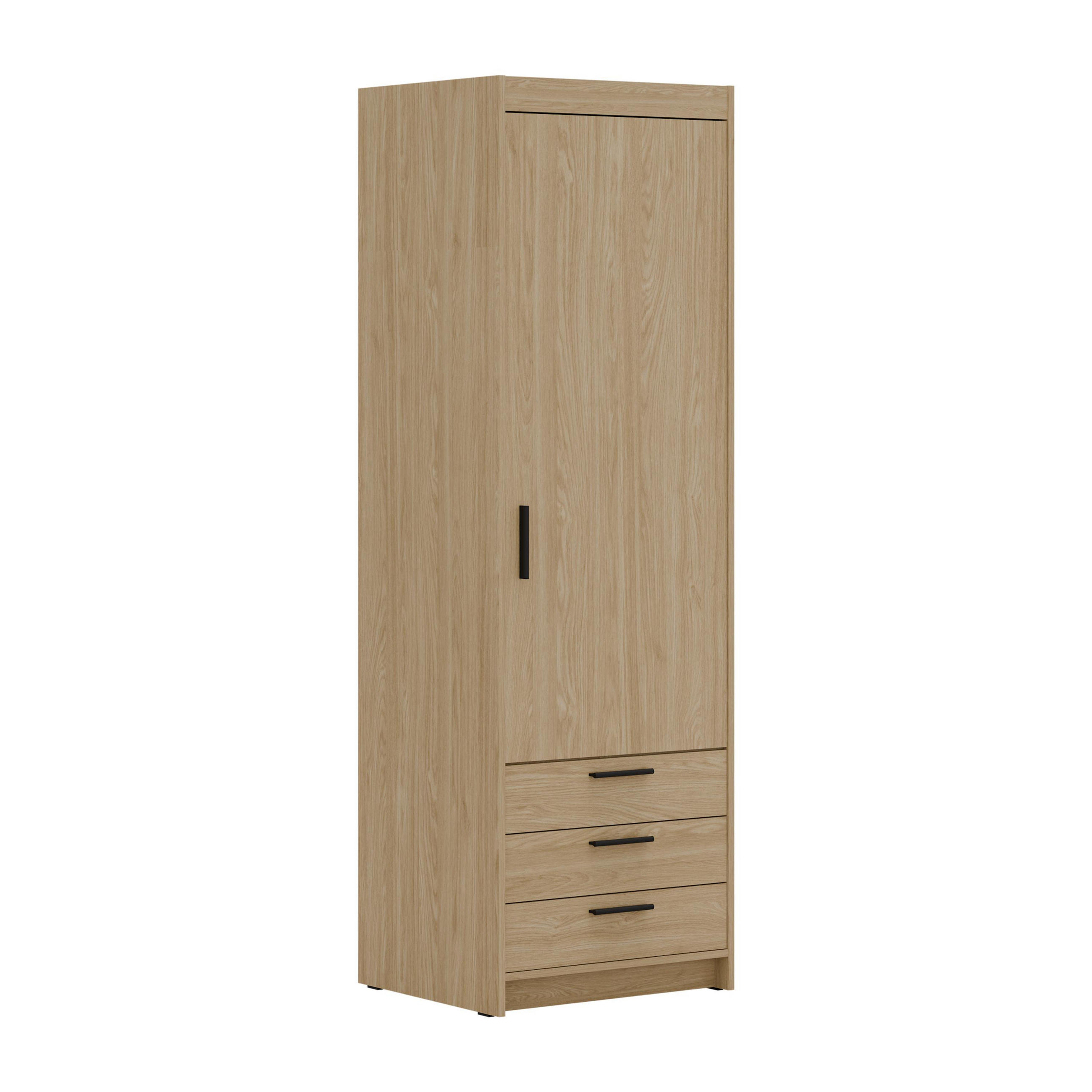 KLEIDERSCHRANK Storicos Geölte Eiche 59,9/190,5/53 cm - 1T3S Modern mit Schubladen - Eichefarben, Holzwerkstoff/Kunststoff (59.9/190.5/53cm) - AX Living