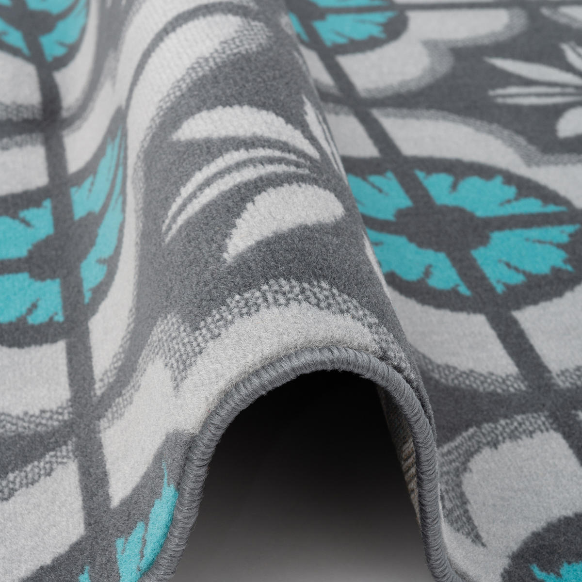 DESIGNER TEPPICH SAMBA MODERN FLIESENOPTIK - Türkis/Grau, Textil (120/170cm) - Pergamon