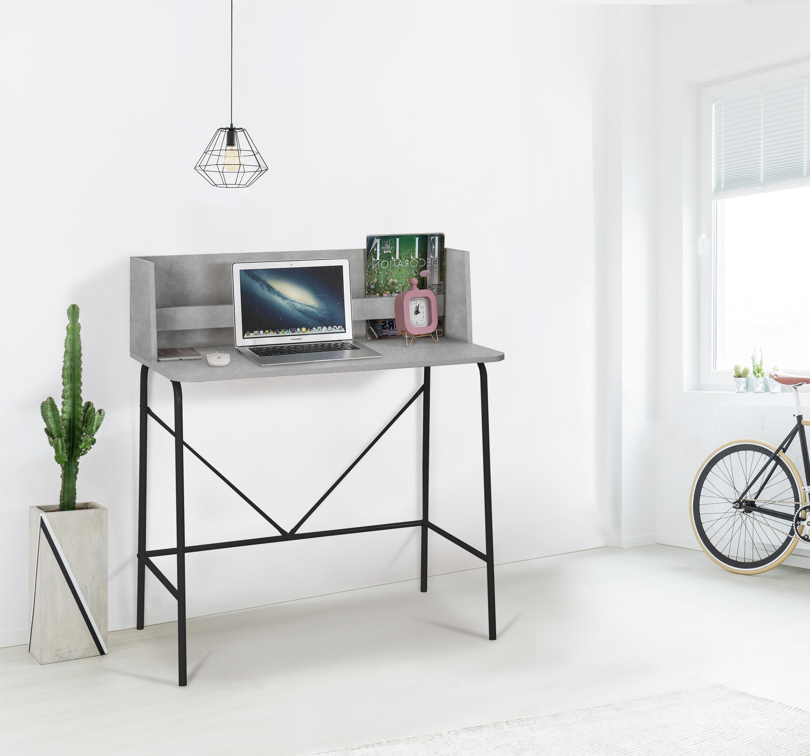 SCHREIBTISCH Rechteckig Grau 90 x 48 x 100 (cm) - Grau, Metall (90/100/48cm) - Nordlys