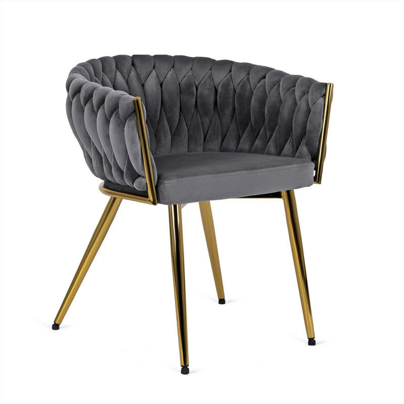 COCKTAILSESSEL AURUM 63/55/78 cm, Grau - Goldfarben/Grau, Textil/Metall (63/78/55cm) - Idohome