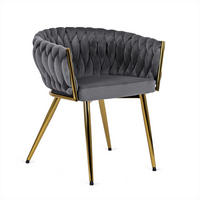 COCKTAILSESSEL AURUM 63/55/78 cm, Grau - Goldfarben/Grau, Textil/Metall (63/78/55cm) - Idohome