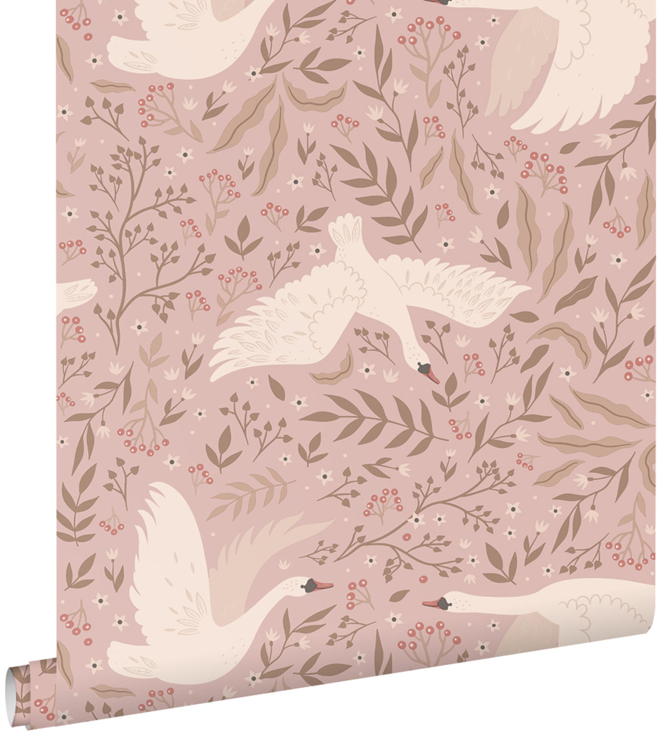 TAPETE Schwäne 53 cm x 10.05 m - Pink, Papier (53/0.1cm) - ESTAhome