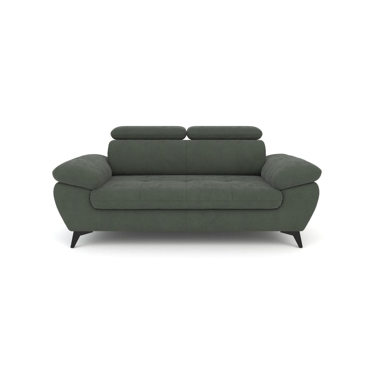 2,5-SITZER Karlstad Chenille Grün verstell. Kopfstützen B 194 cm - Waldgrün, Kunststoff/Textil (194/84/100cm) - foamnova