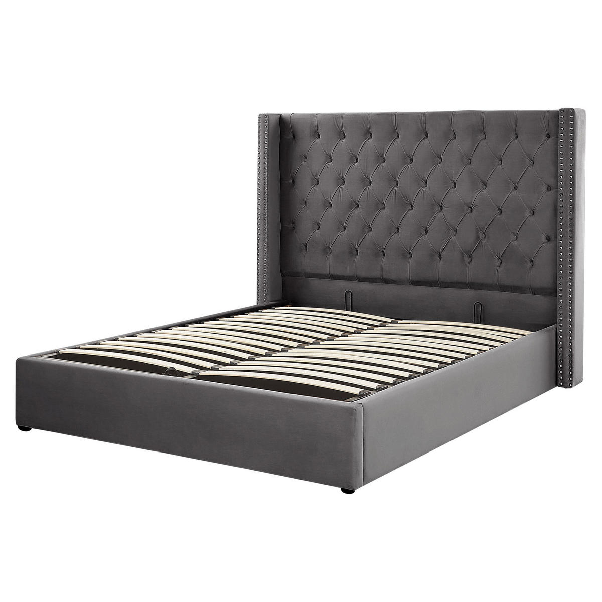 POLSTERBETT 160/200cm Grau Lubbon - Grau, Textil (160/200cm) - Beliani