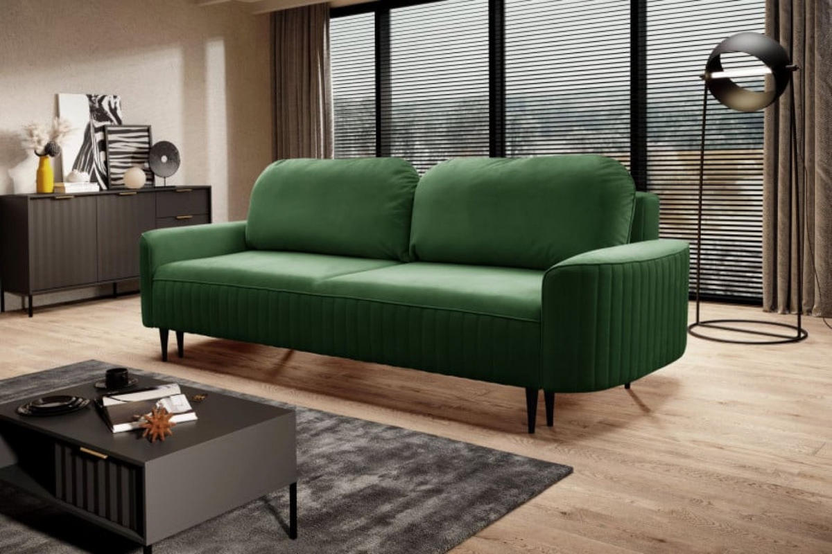 SOFA Butelkowa Grün ANES Ausziehbar Drei-Sitzer - Grün, Textil (244/92/102cm) - Sepro Meble