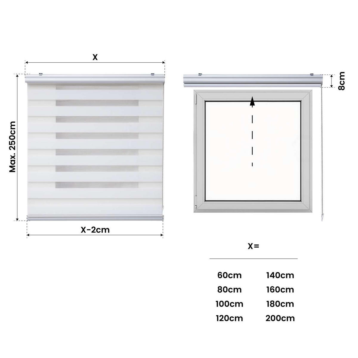 DOPPELROLLO Motorisiertes Weiß 200x250 cm - Weiß, Kunststoff (200/250cm) - STORESDECO