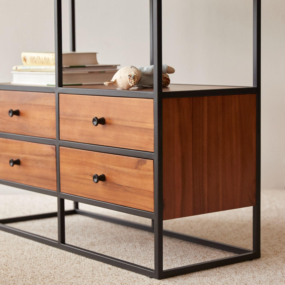 KINDER-REGAL Agra Natur aus Akazie - Naturfarben, Holz (88/175/35cm) - Tikamoon