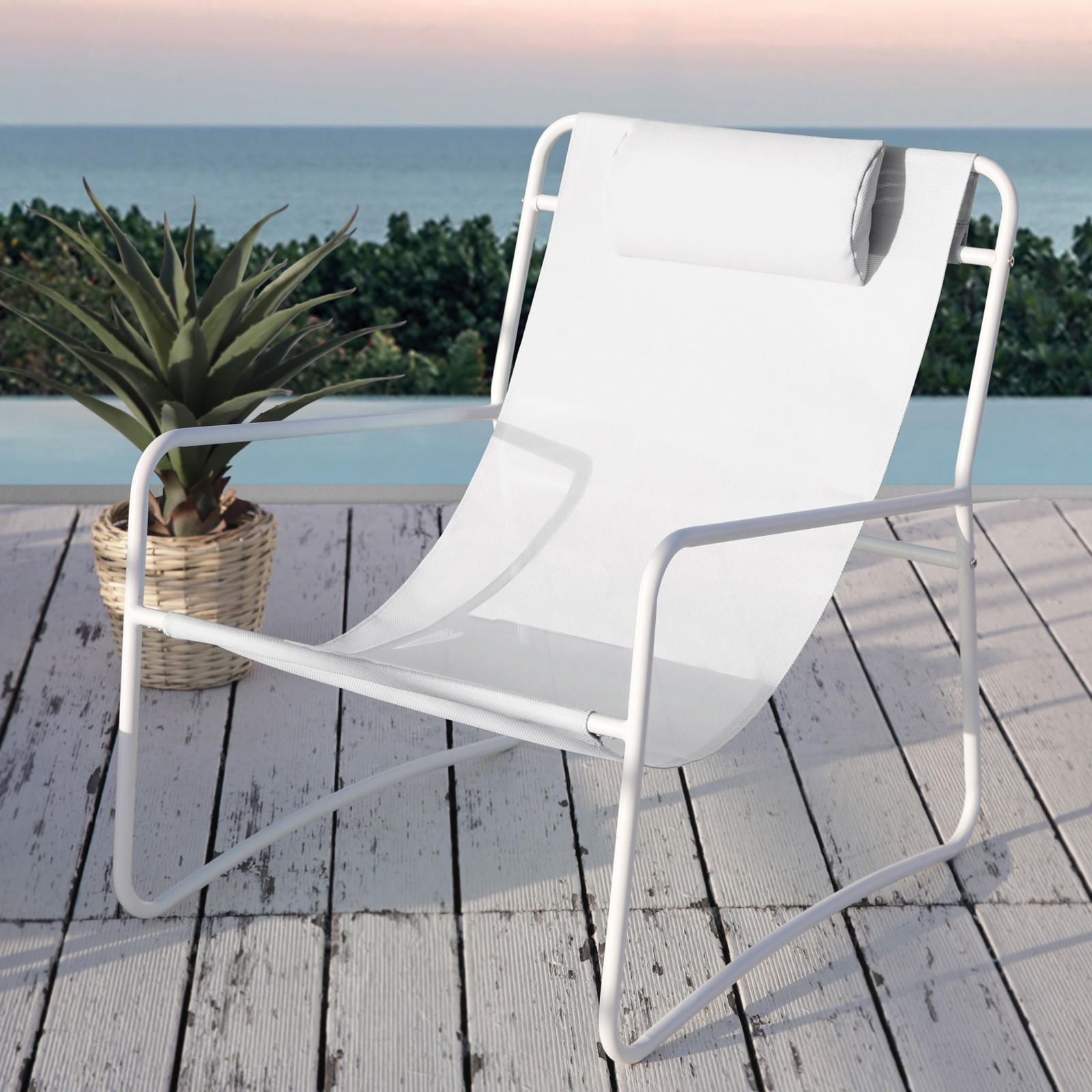RELAXSESSEL Sveio Dunkelgrau (2er Set) - Weiß, Metall (65/81/80cm) - SVITA
