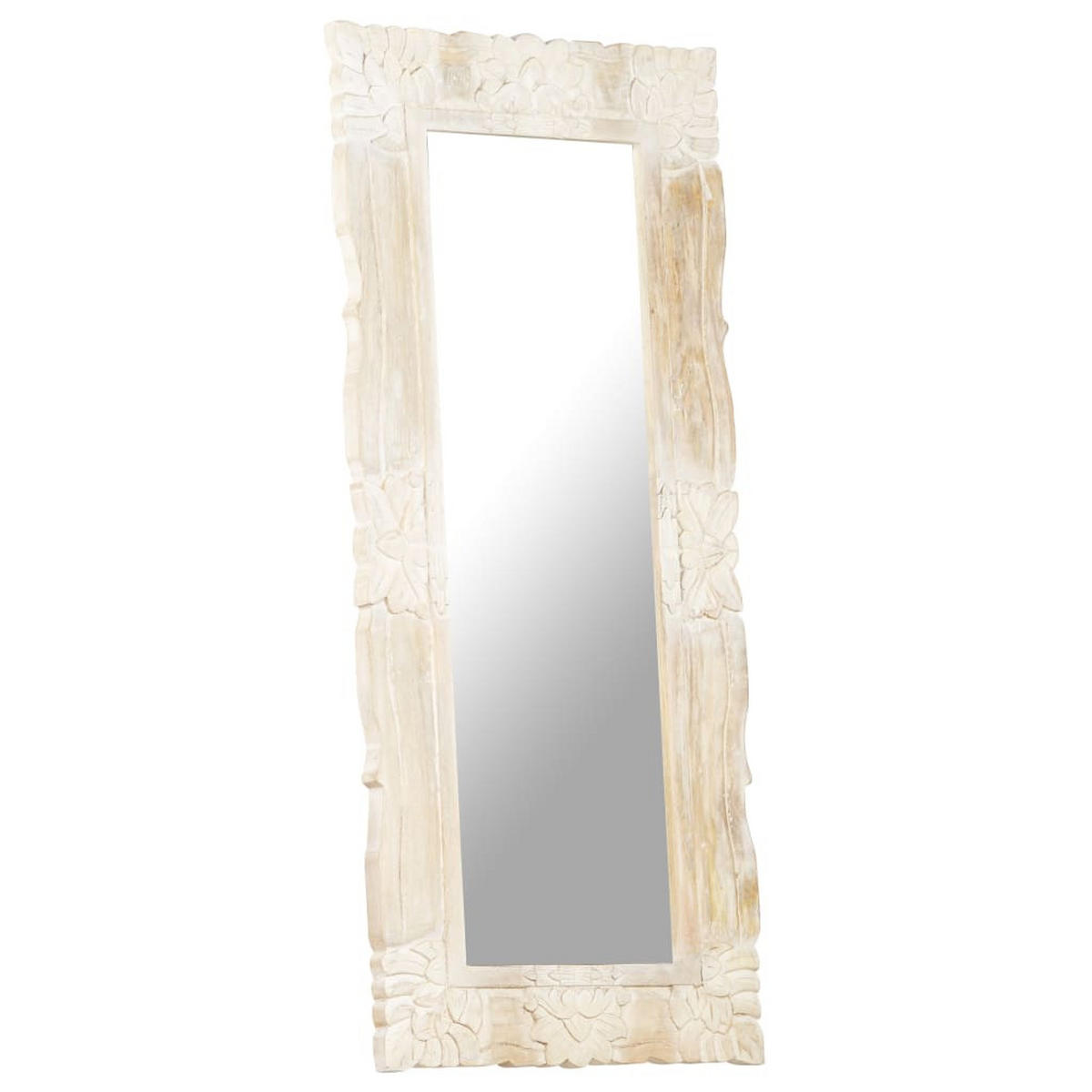 SPIEGEL Weiß 110x50 cm Mango Massivholz - Weiß, Holz (50/110/1cm) - furnicato