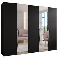 DREHTÜRENSCHRANK 202/250/52 5-türig - Beige/Schwarz, Holz/Metall (250/202/52cm) - Abiks Möbel