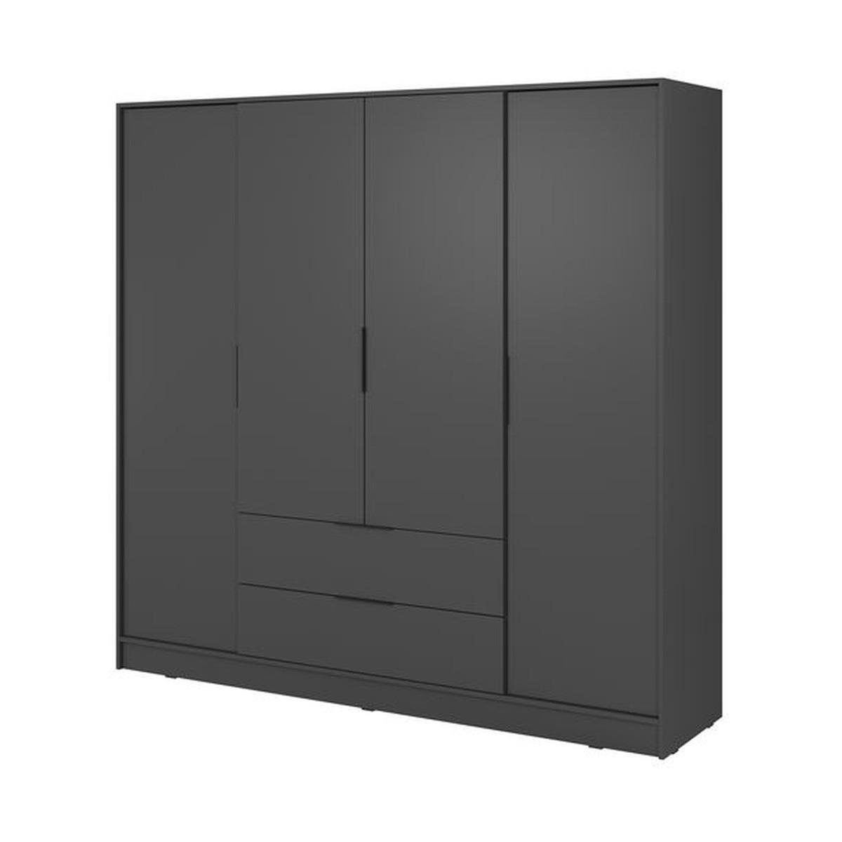 KLEIDERSCHRANK – 206 cm – Kelly – Graphitfarben - Graphitfarben, Holzwerkstoff (206/200/51cm) - hi-markt