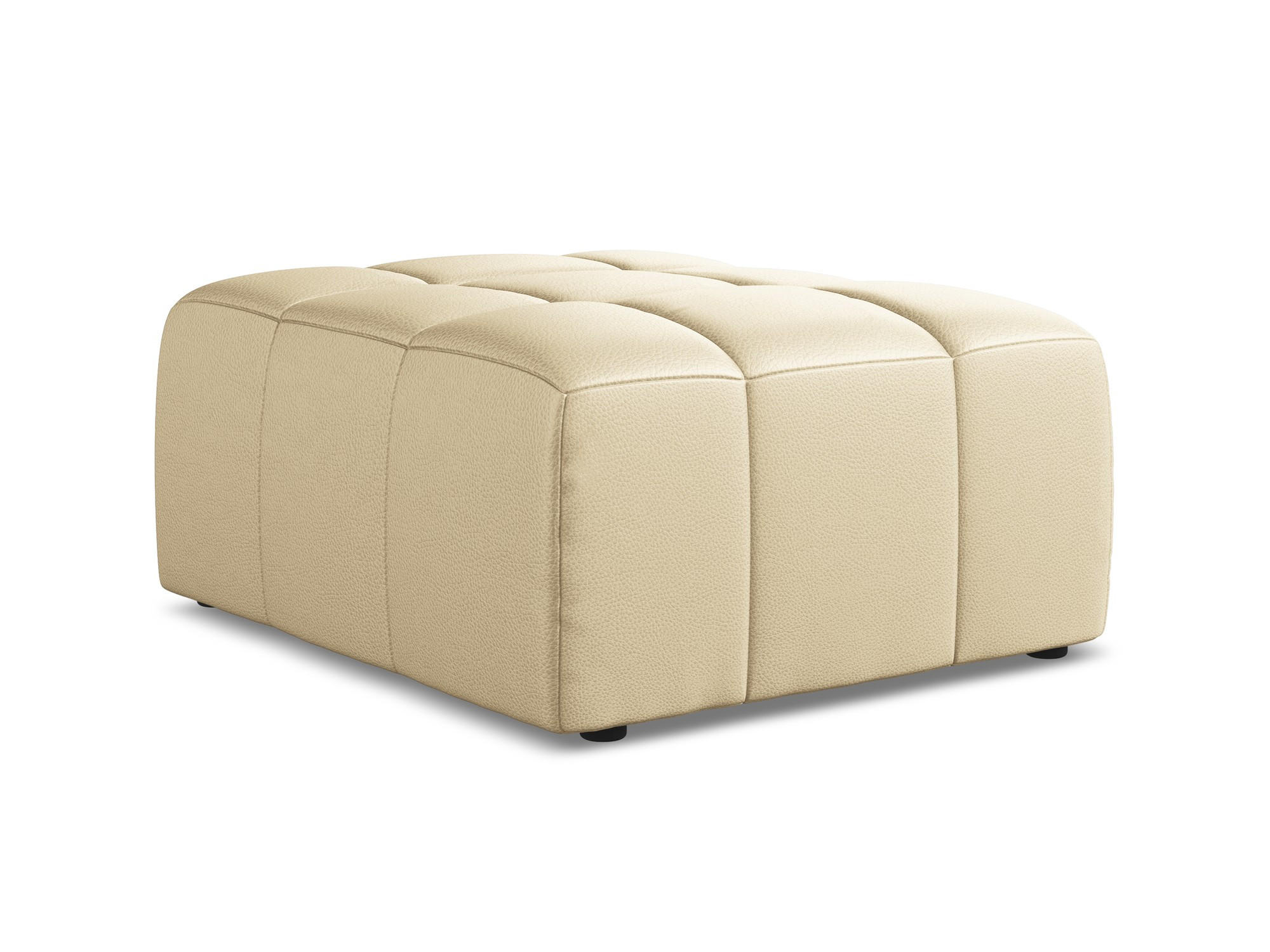 POUF Kunstleder Beige - Beige/Schwarz, Holzwerkstoff/Kunststoff (75/41/90cm) - Makamii