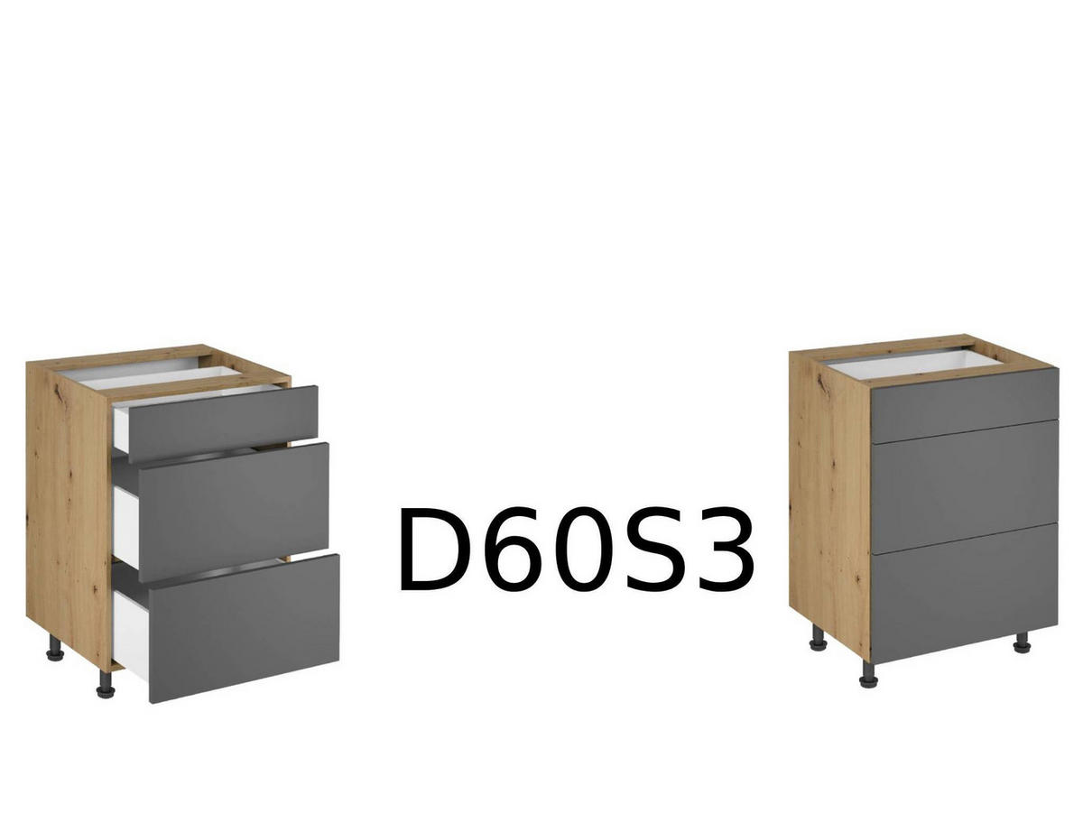 KÜCHENZEILE 400 cm - Langen KL4-M400 in Grau/Matt - Grau, Holz (400/248/58cm)