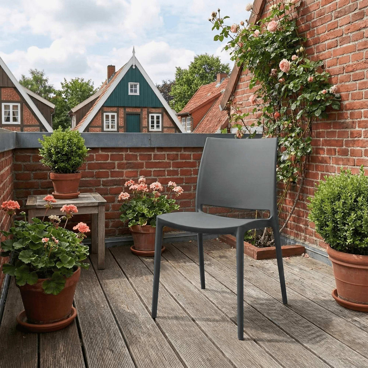 GARTENSTUHL Kunststoff Dunkelgrau - Dunkelgrau, Kunststoff (42/81/49cm) - CLP