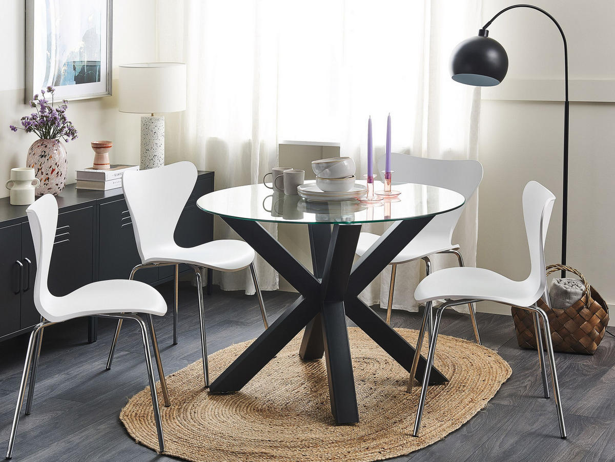 ESSTISCH 100/100/75 cm Schwarz Rund Otium - Schwarz, Metall (100/100/75cm) - Beliani