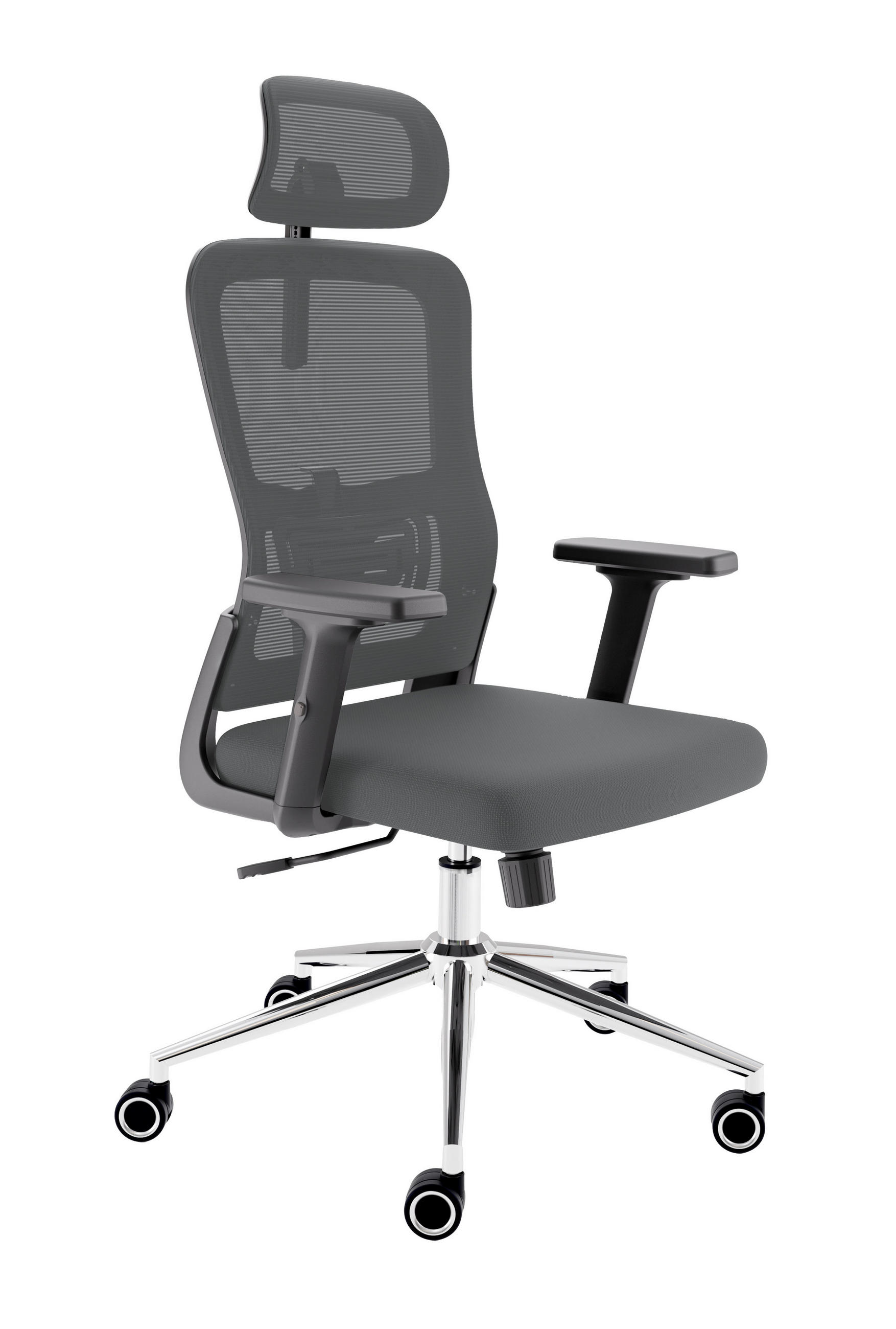 BÜROSTUHL BrightSeat Anthrazit - Anthrazit/Silberfarben, Kunststoff/Textil (70/142/70cm) - Clouvou