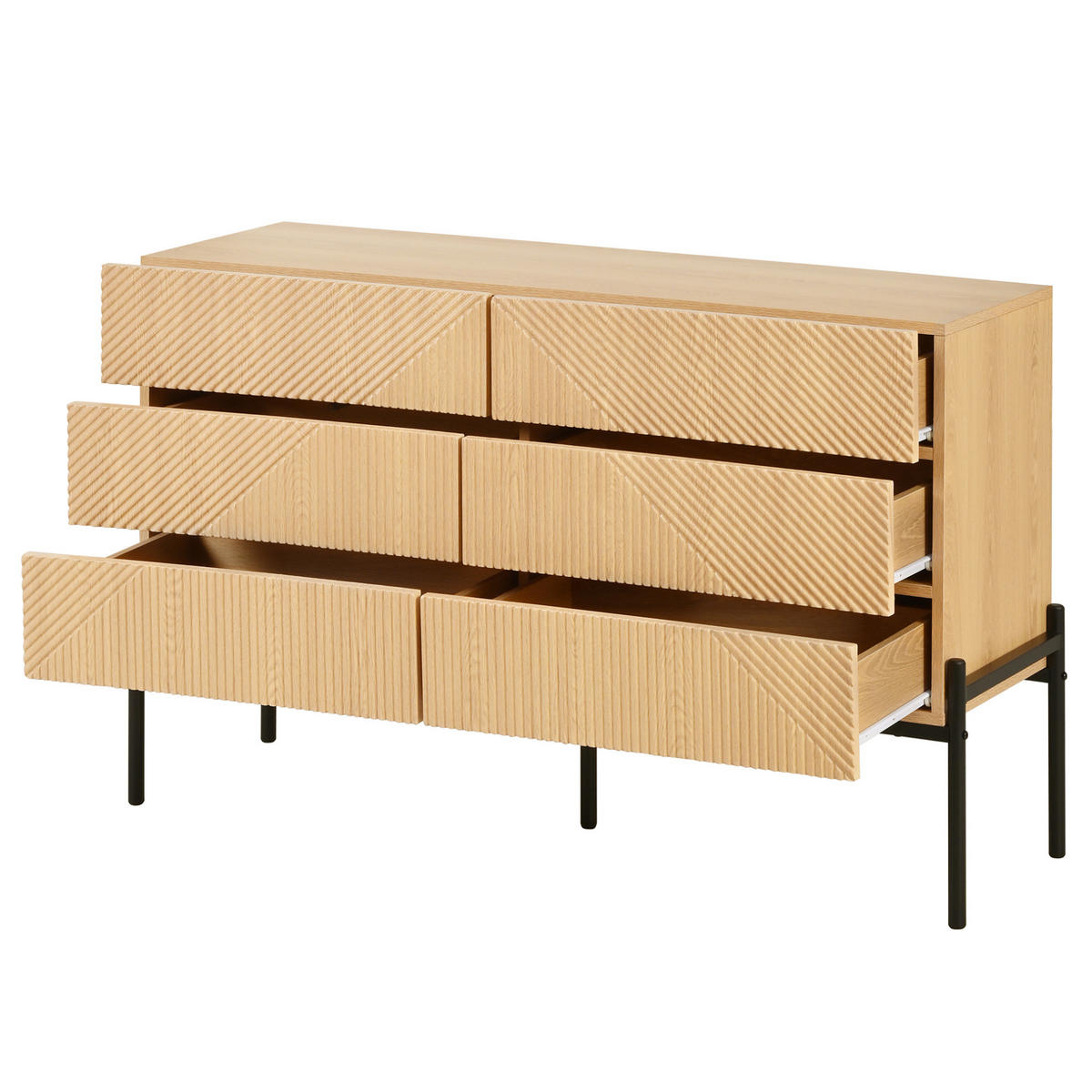 SIDEBOARD 115.5/38/75 cm Natur aus MDF mit 6 Schubladen - Naturfarben, Holzwerkstoff (38/75/115.5cm) - OKMYHOME