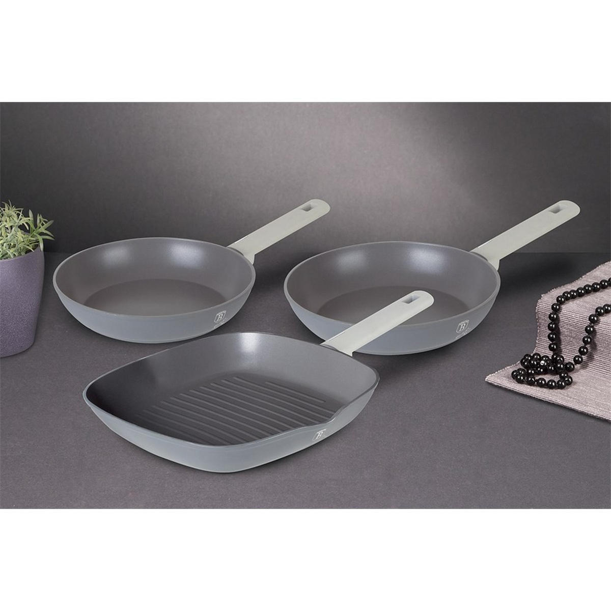 PFANNENSET Grau 28/28/4.8 cm 35570 - Grau, Kunststoff - Berlinger Haus