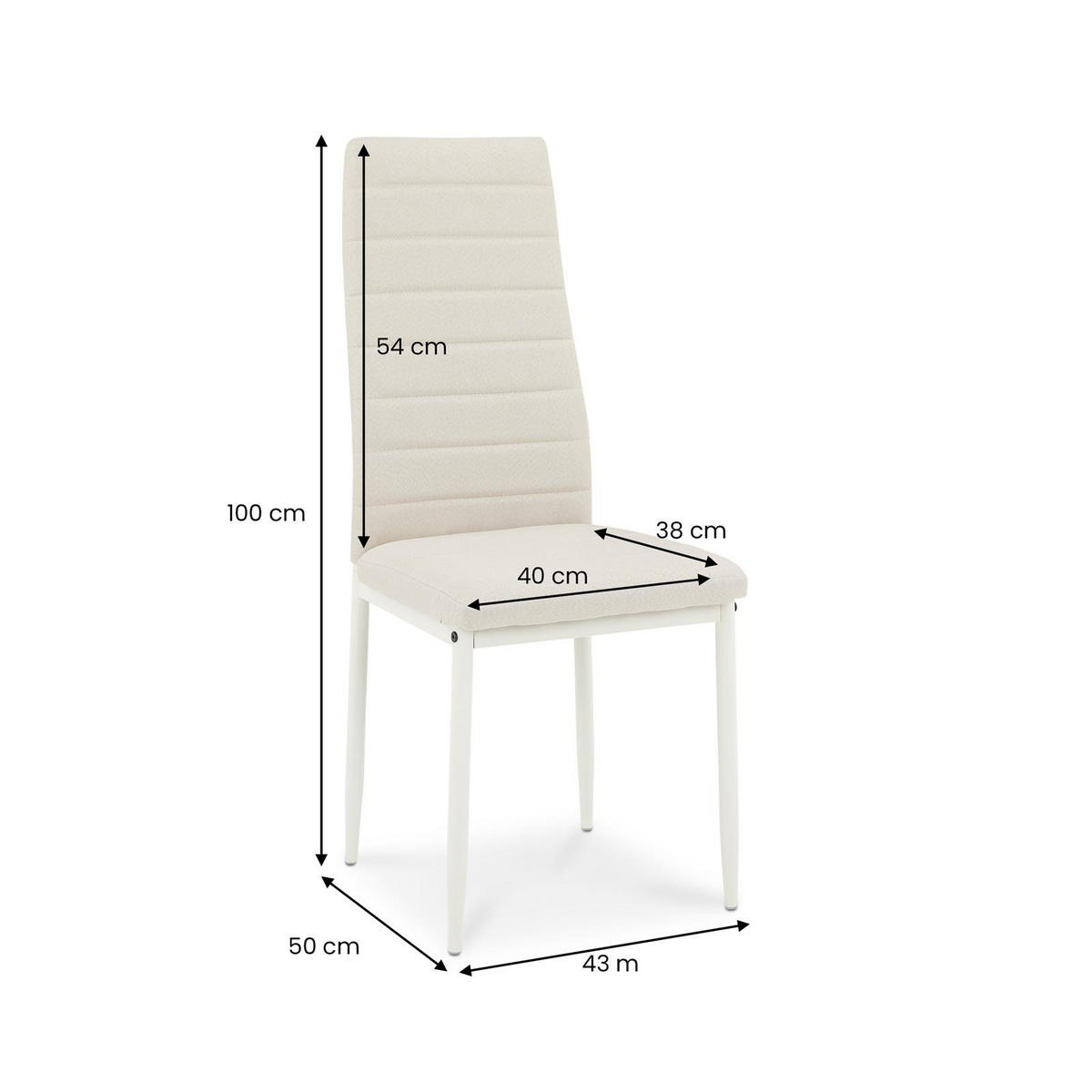 ESSZIMMERSTÜHLE NATHALIE 4er-Set cremeweiß - Creme, Textil/Metall (43/100/50cm) - IDIMEX