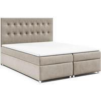 BOXBETT mit Bettkasten Trinity K-6 Bonellfederkern inkl. Topper - Beige, Holz/Holzwerkstoff (140/200cm) - Best For Home