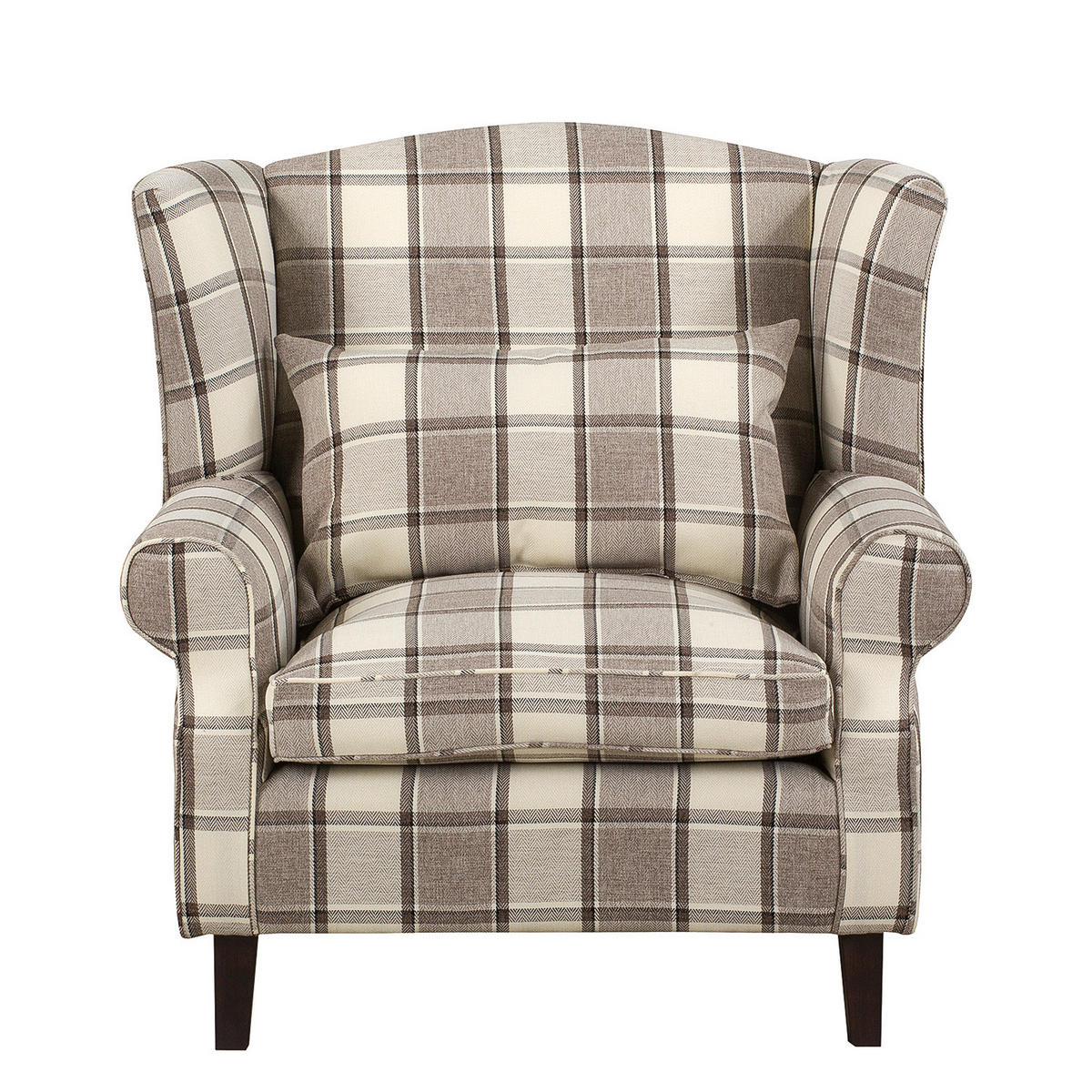 XL OHRENSESSEL - Beige/Braun, Textil (93/93/87cm) - home24