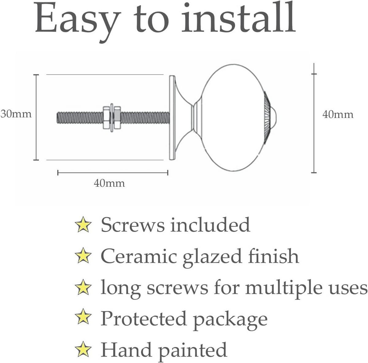 KERAMIKKNÖPFEN Set mit 8 in Weiß und Rosa 40 mm Durchmesser. - Pink, Keramik (4/4/6.9cm) - Nacnic